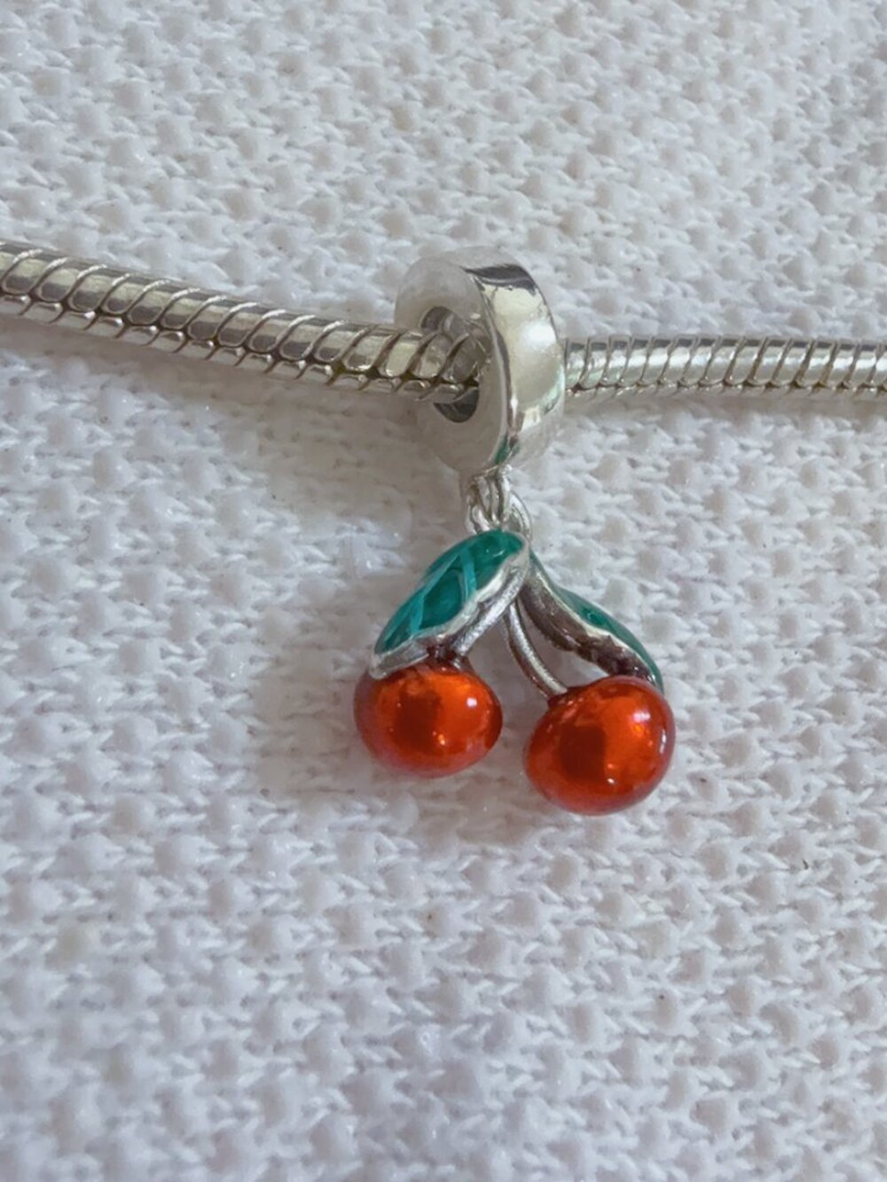 Red Cherry Silver Charm For Pandora Bracelet Necklace